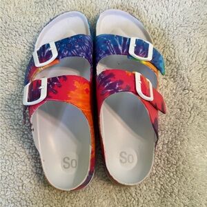 SO tie dyed sandals, size 8 .
